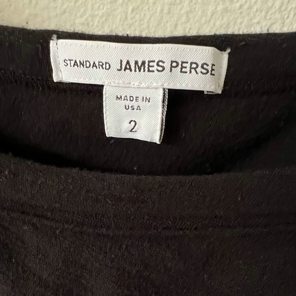 James Perse Standard Ruched Crew Neck Jersey Dress Minimalist Black Size 2 - Picture 3 of 9